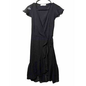 Abercrombie&Fitch Women black dress party cocktail wrap V-neck flutter sleeve S